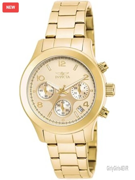 Women\'s Gold Stainless Steel Quartz Chronograph Watch with Crystal